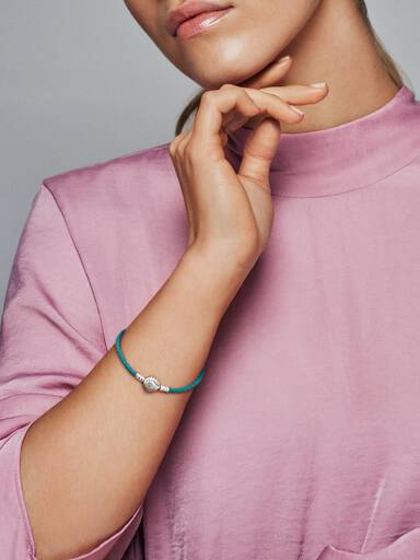 FINAL SALE - Pandora Moments Seashell Clasp Turquoise Braided Leather Bracelet