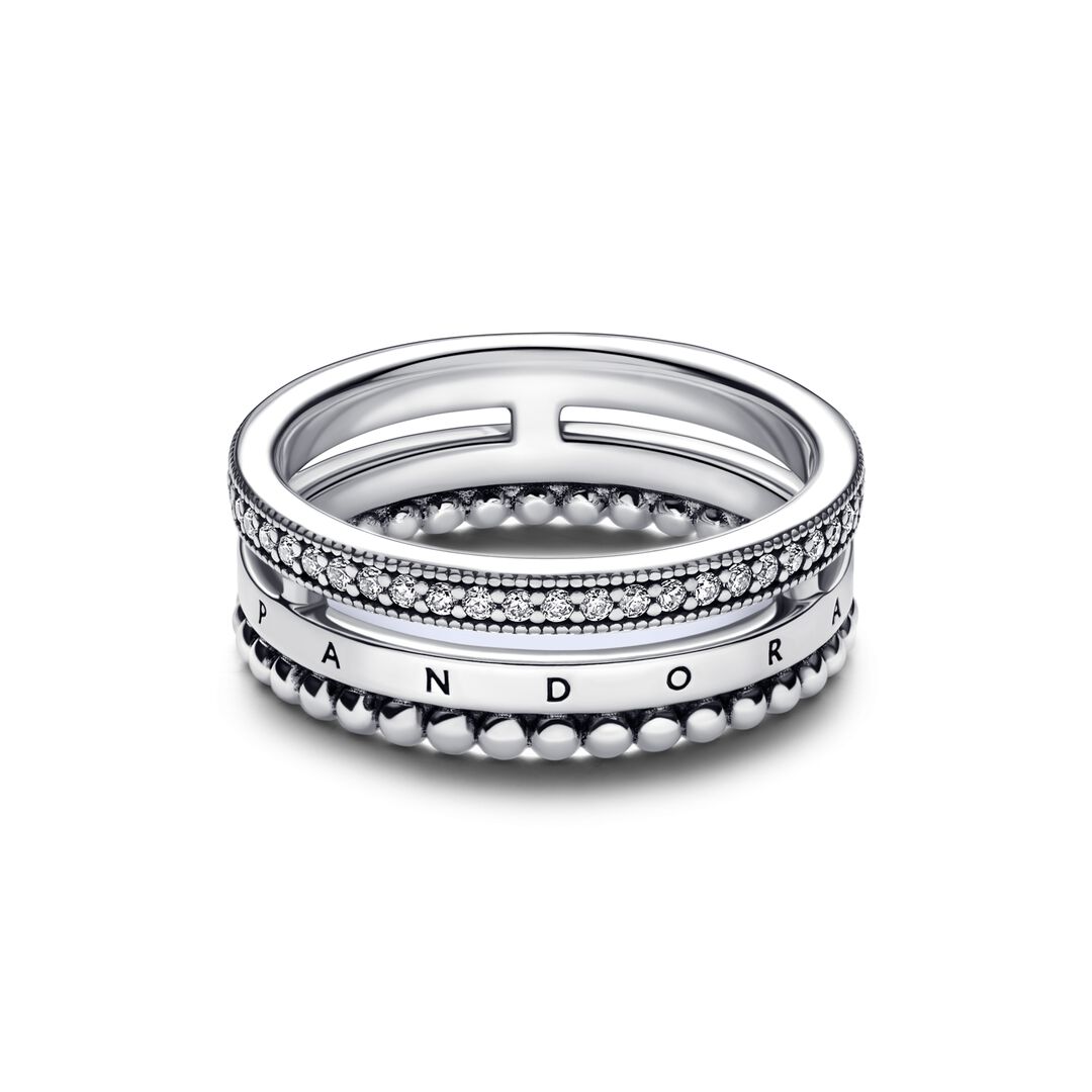 Pandora Signature Logo Pavé & Beads Ring