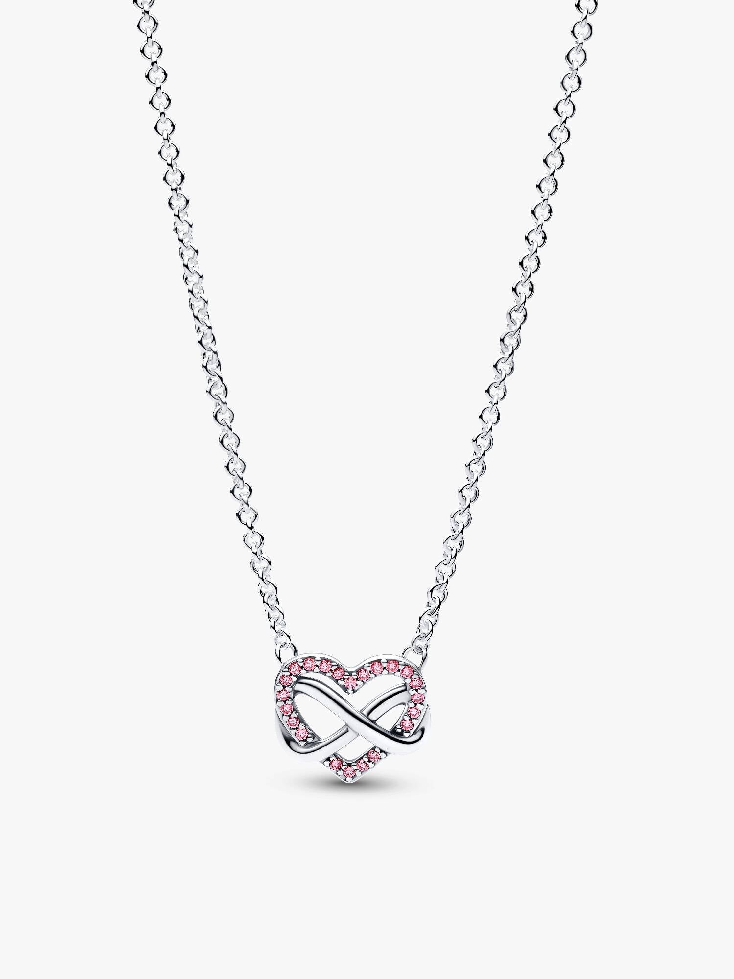 Sparkling Pink Infinity Heart Collier Necklace