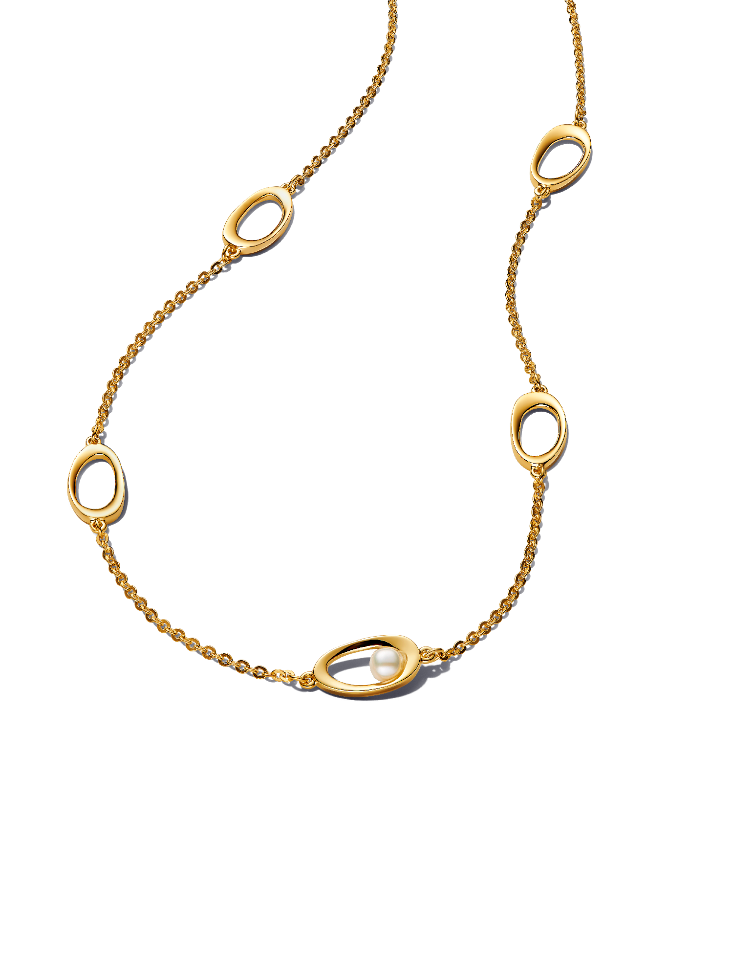 Organically Shaped Oval & Treated Freshwater Cultured Pearl Necklace