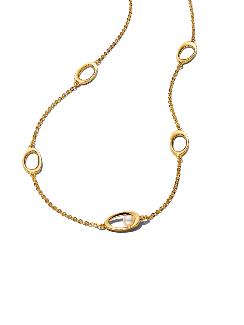 Organically Shaped Oval & Treated Freshwater Cultured Pearl Necklace