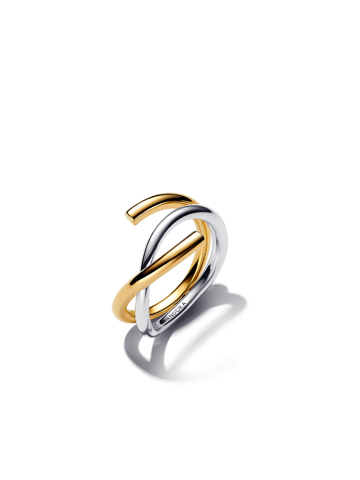 Женское кольцо Pandora Organically Shaped Two-tone Double, цвет: Двухцветный — фото 1