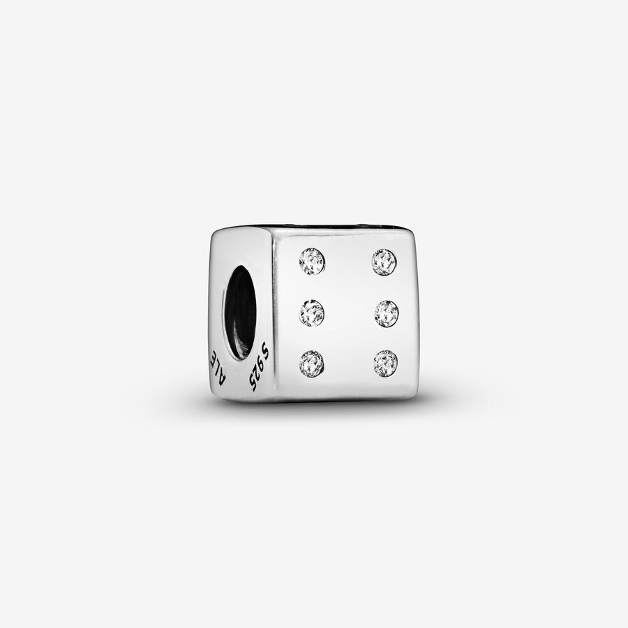 Pandora Good Luck Dice Charm - Sterling Silver / Cubic Zirconia / Clear