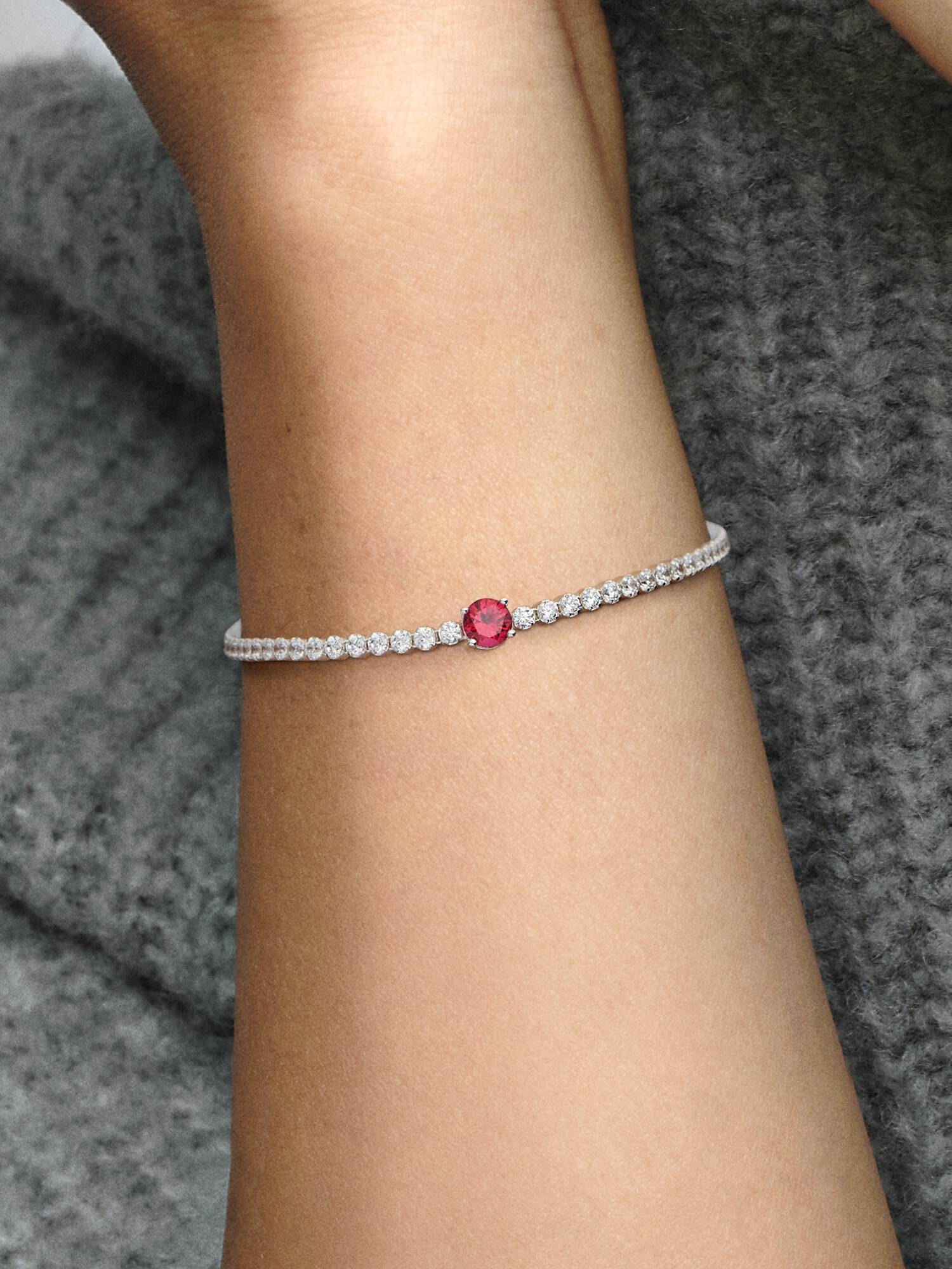 FINAL SALE - Red Sparkling Round Pavé Tennis Bracelet