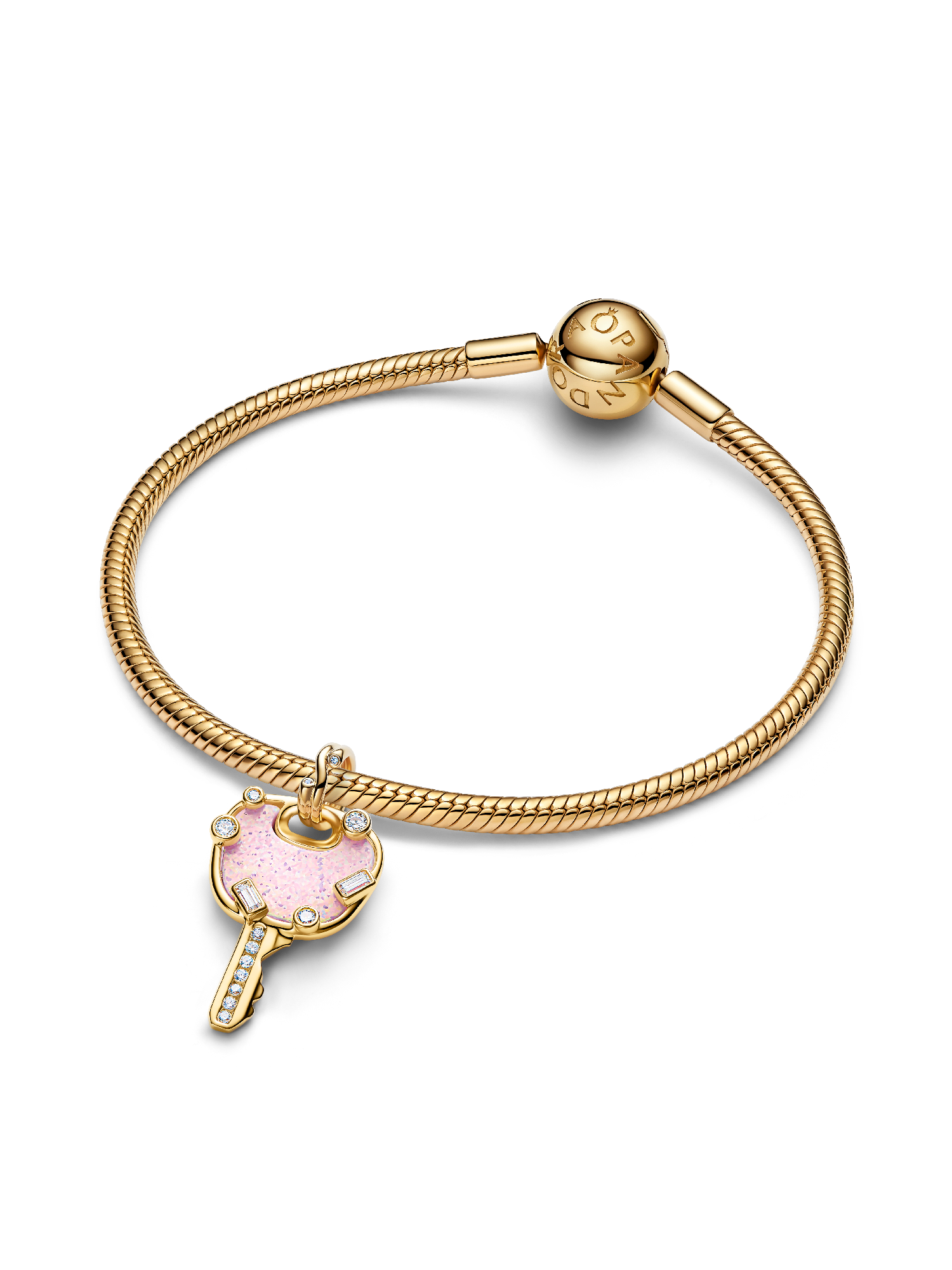 Opalescent Pink Love Key Large Dangle Charm