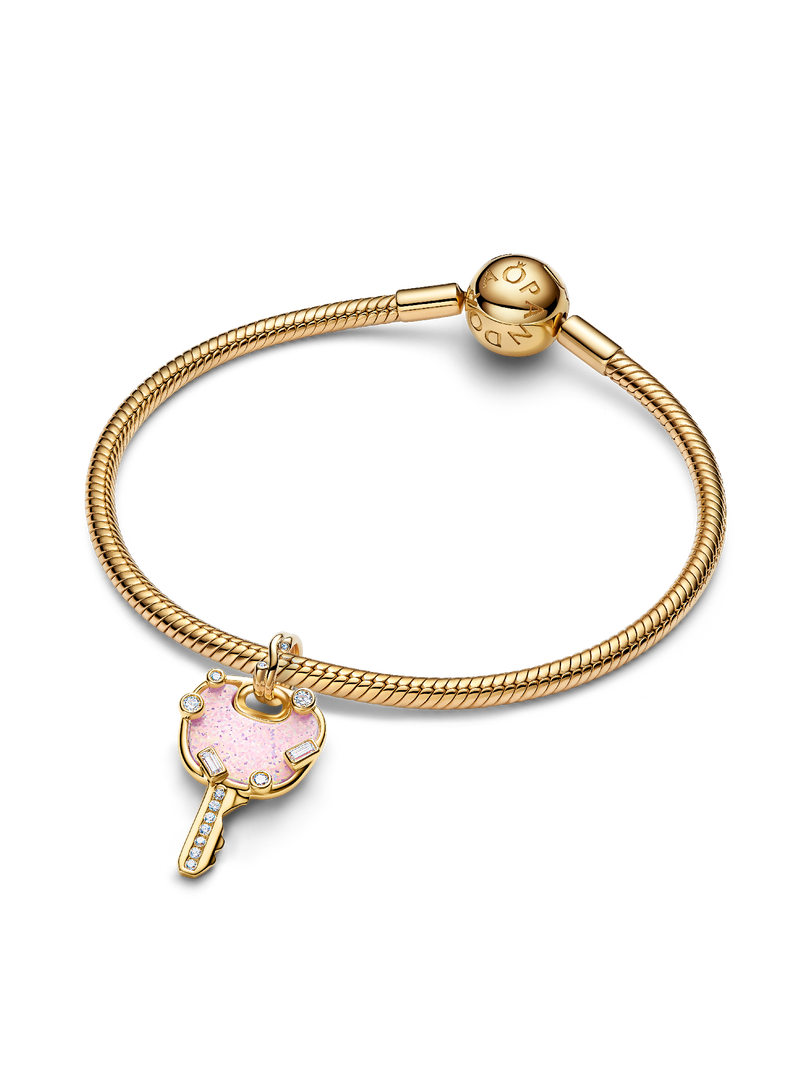 Opalescent Pink Love Key Large Dangle Charm