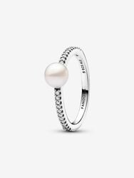 Treated Freshwater Cultured Pearl & Pavé Ring Treated Freshwater Cultured Pearl & Pavé Ring
