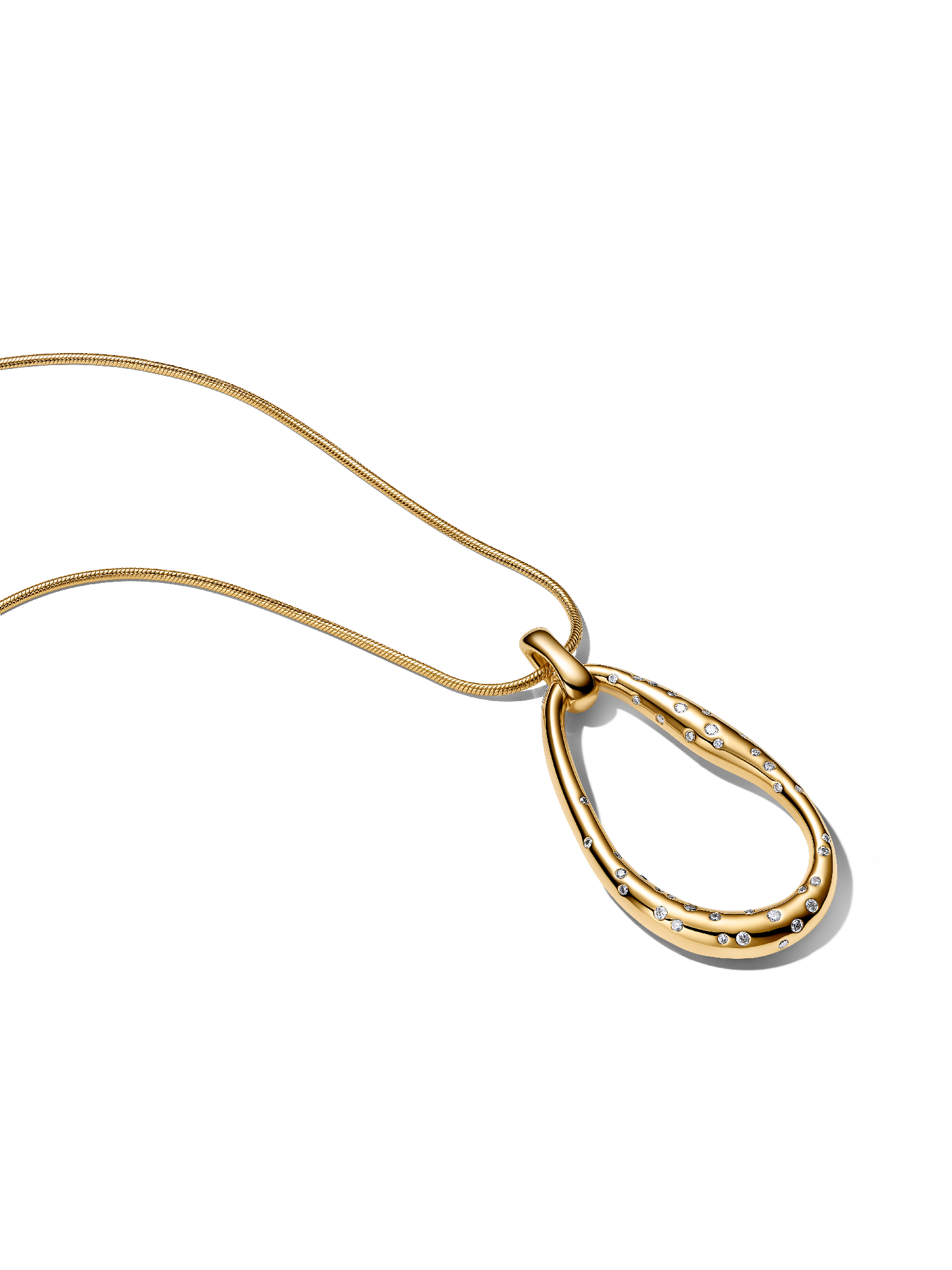 Organically Shaped Stone-Set Statement Pendant Necklace | Gold