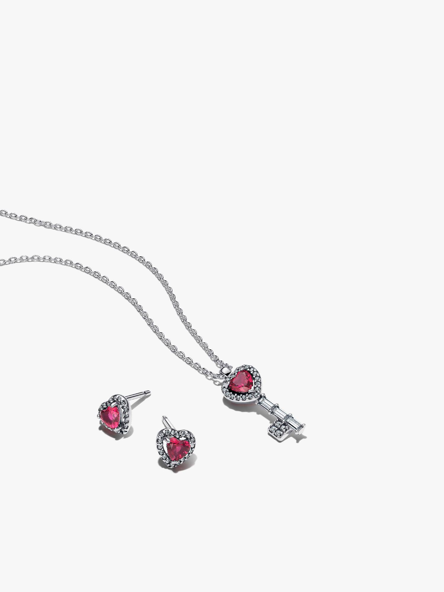 Elevated Heart Key Necklace & Earrings Set
