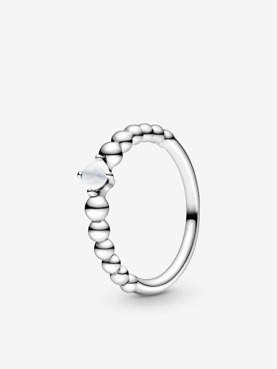 April Milky White Beaded Ring