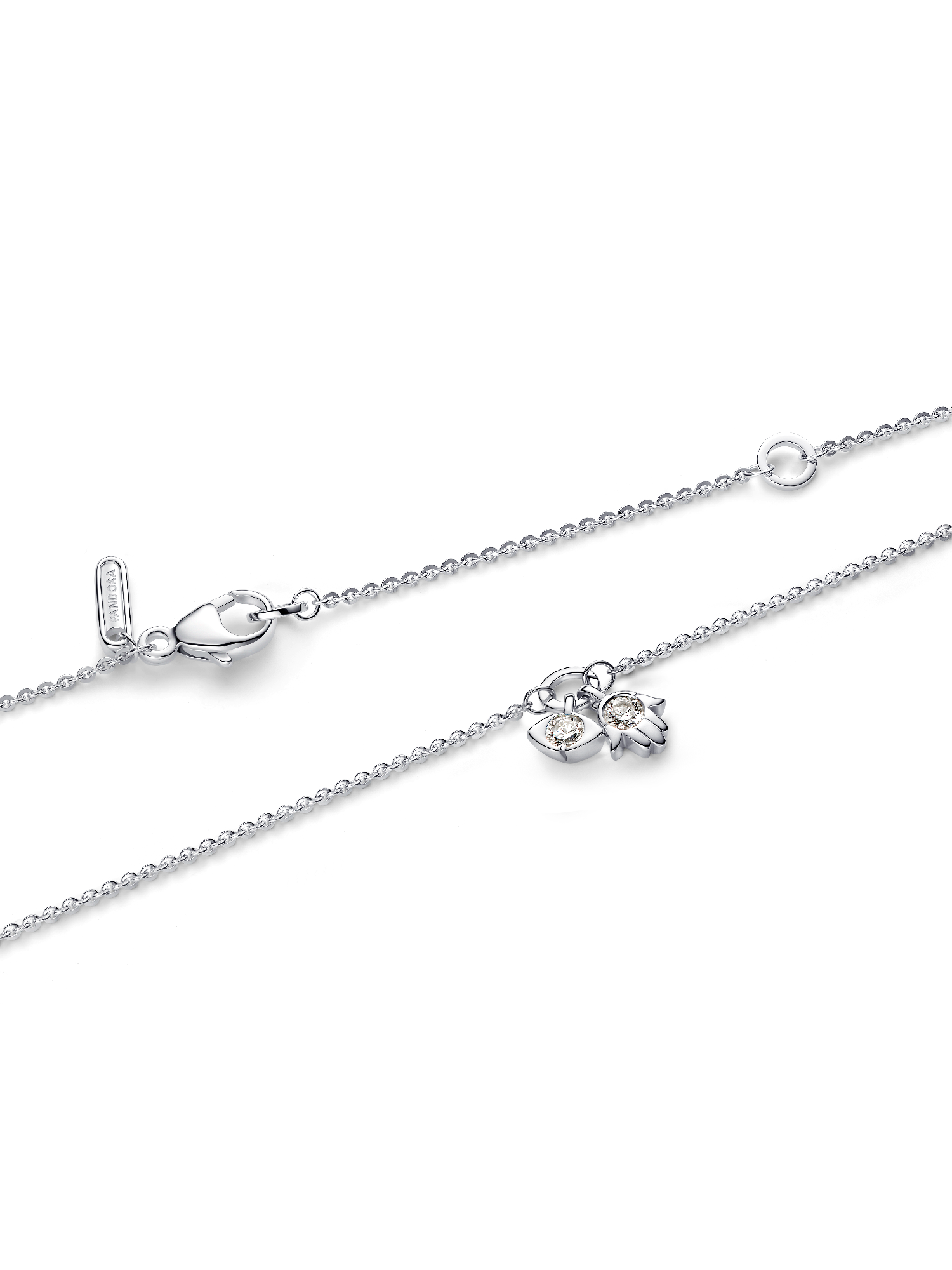 Pandora Talisman Sterling Silver Lab-Grown Diamond Evil Eye & Hamsa Hand Dangle Pendant Necklace