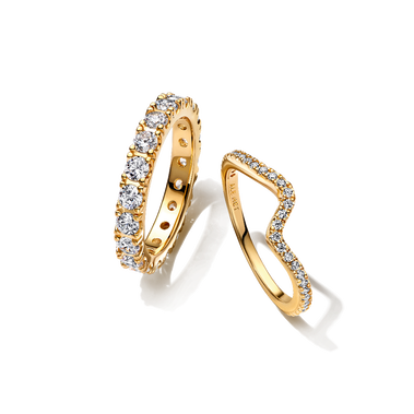 Sparkling Eternity and Wave Ring Set