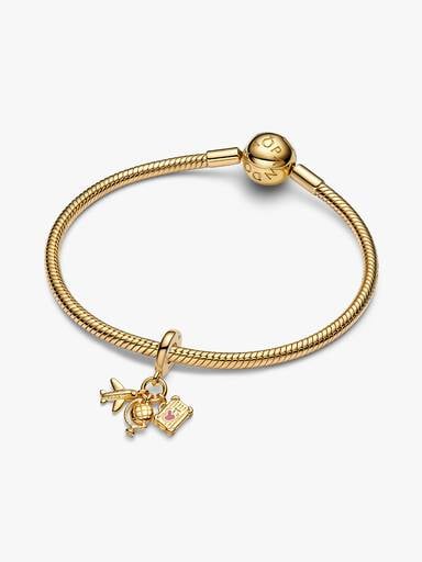 Airplane, Globe & Suitcase Triple Dangle Charm