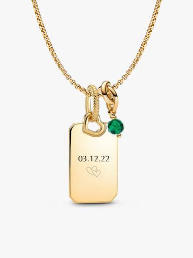 May Engravable Dangle Charm Necklace Set