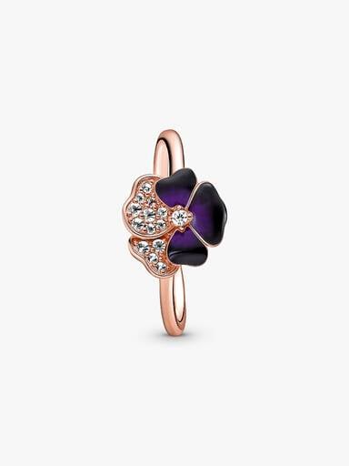 FINAL SALE - Deep Purple Pansy Flower Ring