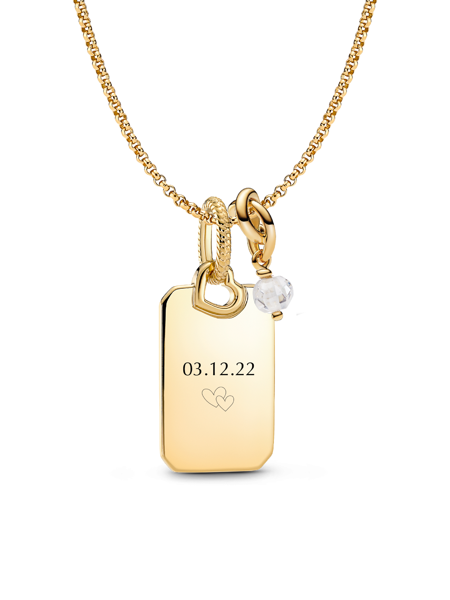 April Engravable Dangle Charm Necklace Set | Pandora US