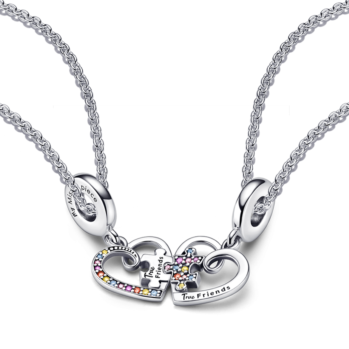 Женские колье Pandora True Friends Splittable Friendship Set, цвет: Серебро — фото 1
