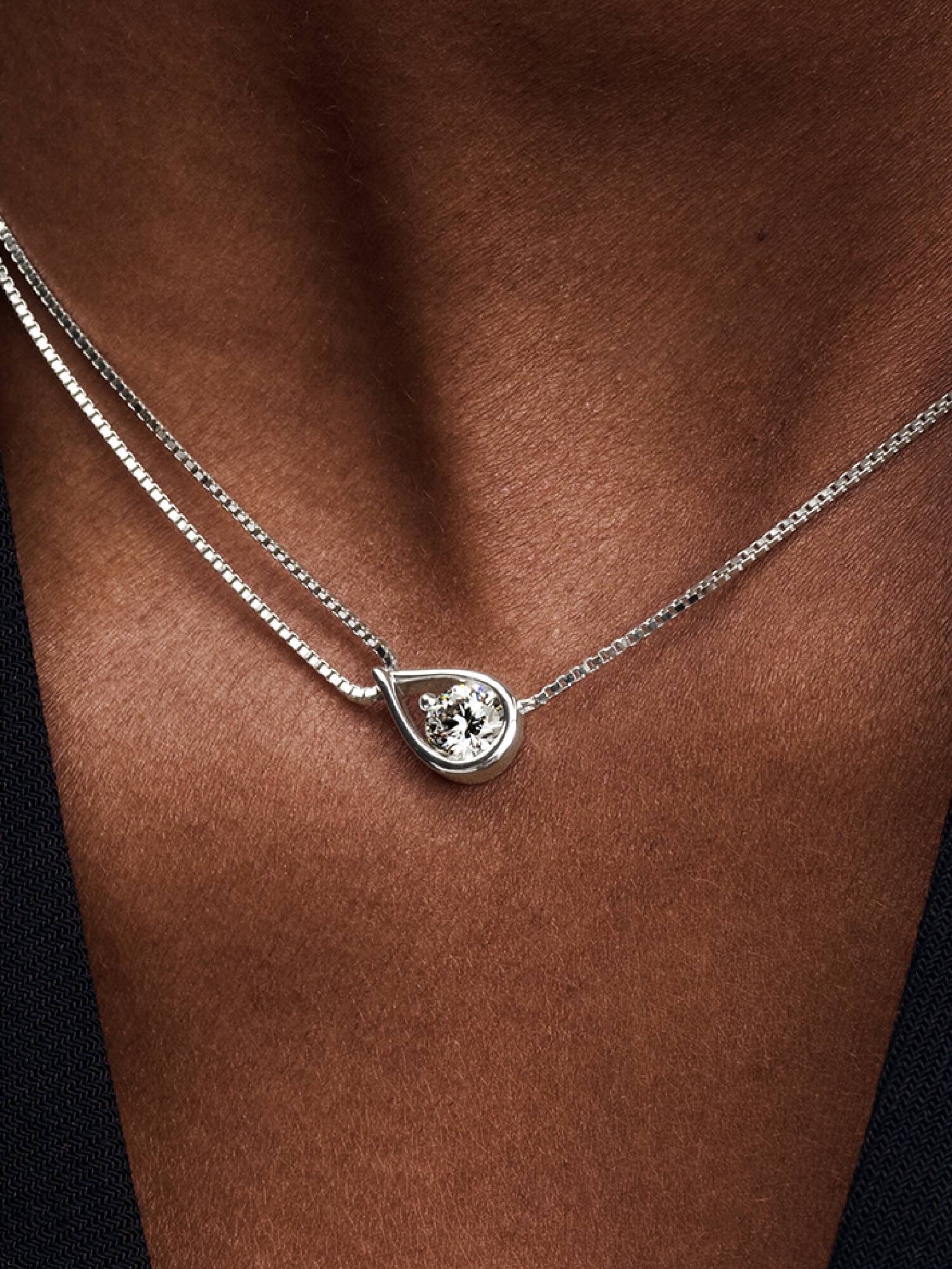 FINAL SALE - Pandora Infinite 14k White Gold Lab-grown Diamond Double Chain Collier Necklace