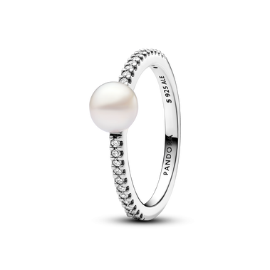 Treated Freshwater Cultured Pearl & Pavé Ring