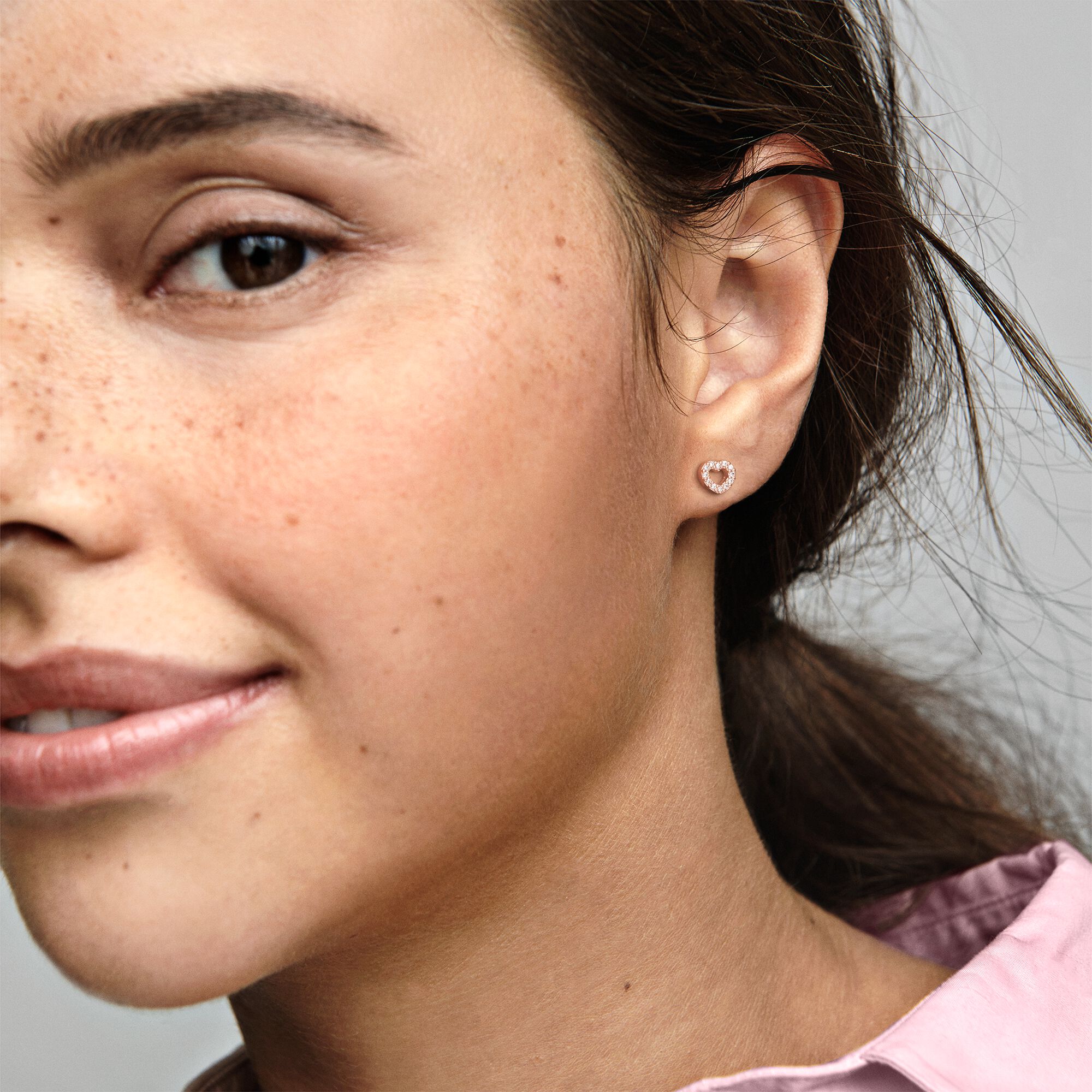 Open Heart Stud Earrings | Rose gold 