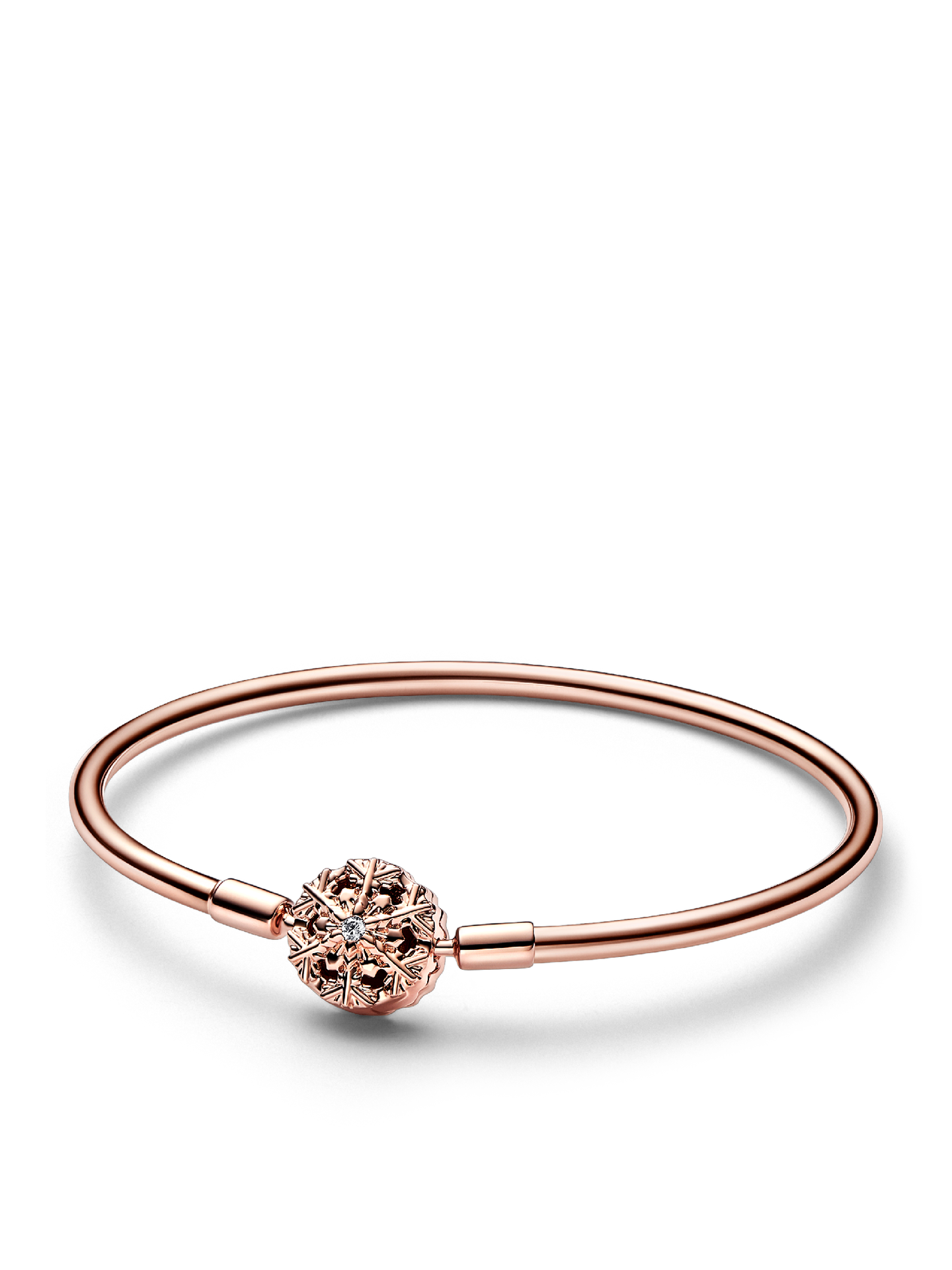 Женский браслет Pandora Moments Sparkling Snowflake Clasp, цвет: Покрытие розовым золотом — фото 1