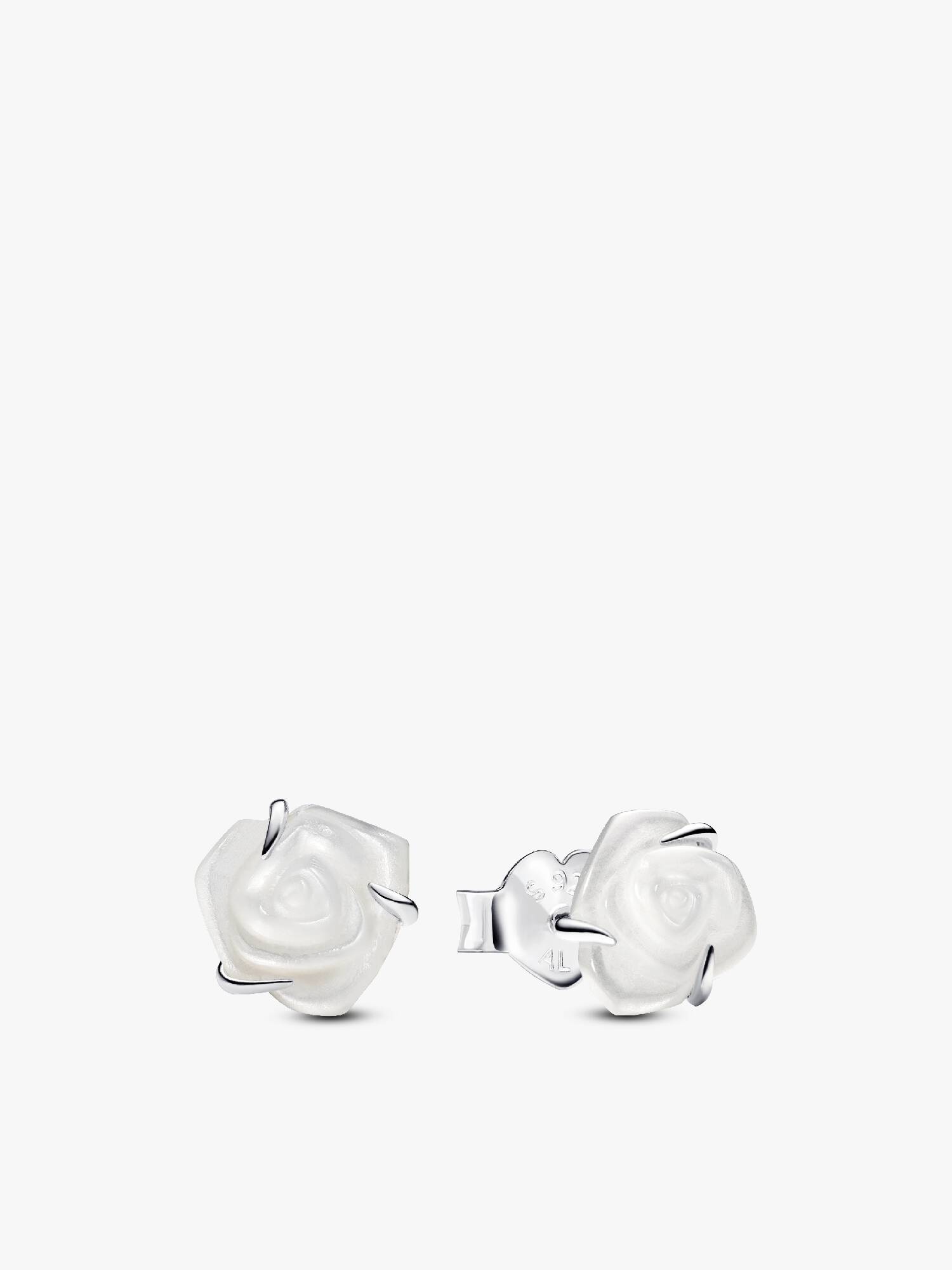 FINAL SALE - White Rose in Bloom Stud Earrings
