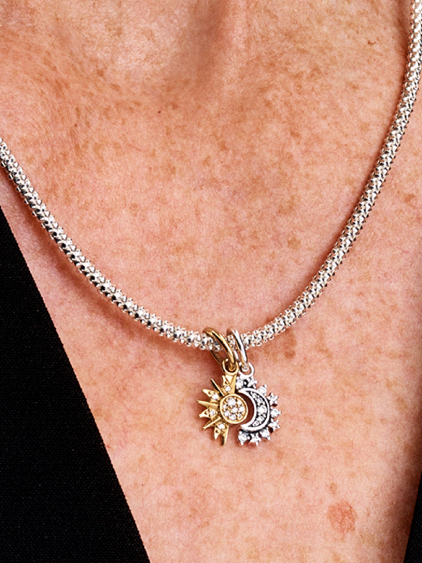 Женский шарм Pandora Splittable Sun & Moon Dangle Charm, цвет: Двухцветный — фото 3