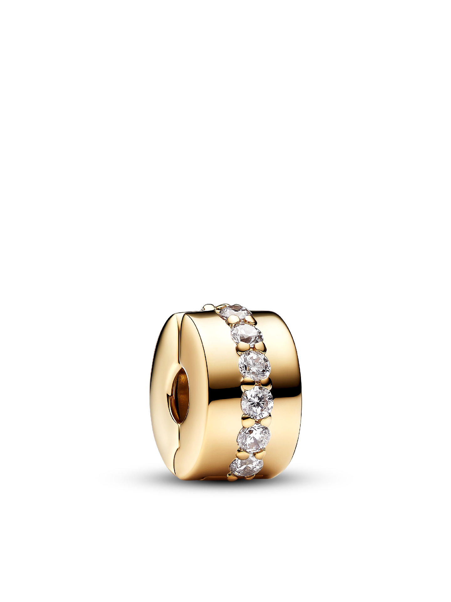 Женский шарм Pandora Clear Sparkling Row Clip Charm, Gold plated, цвет: Позолоченный — фото 1