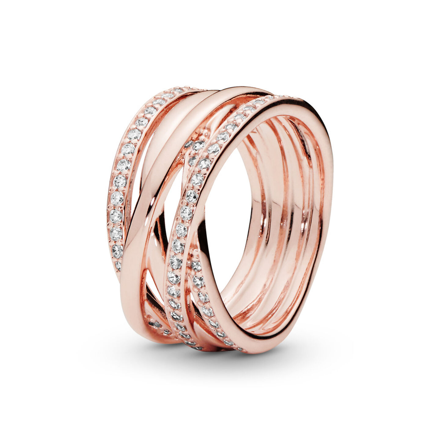 Женское кольцо Pandora Sparkling & Polished Lines, Rose gold plated, цвет: Покрытие розовым золотом — фото 2