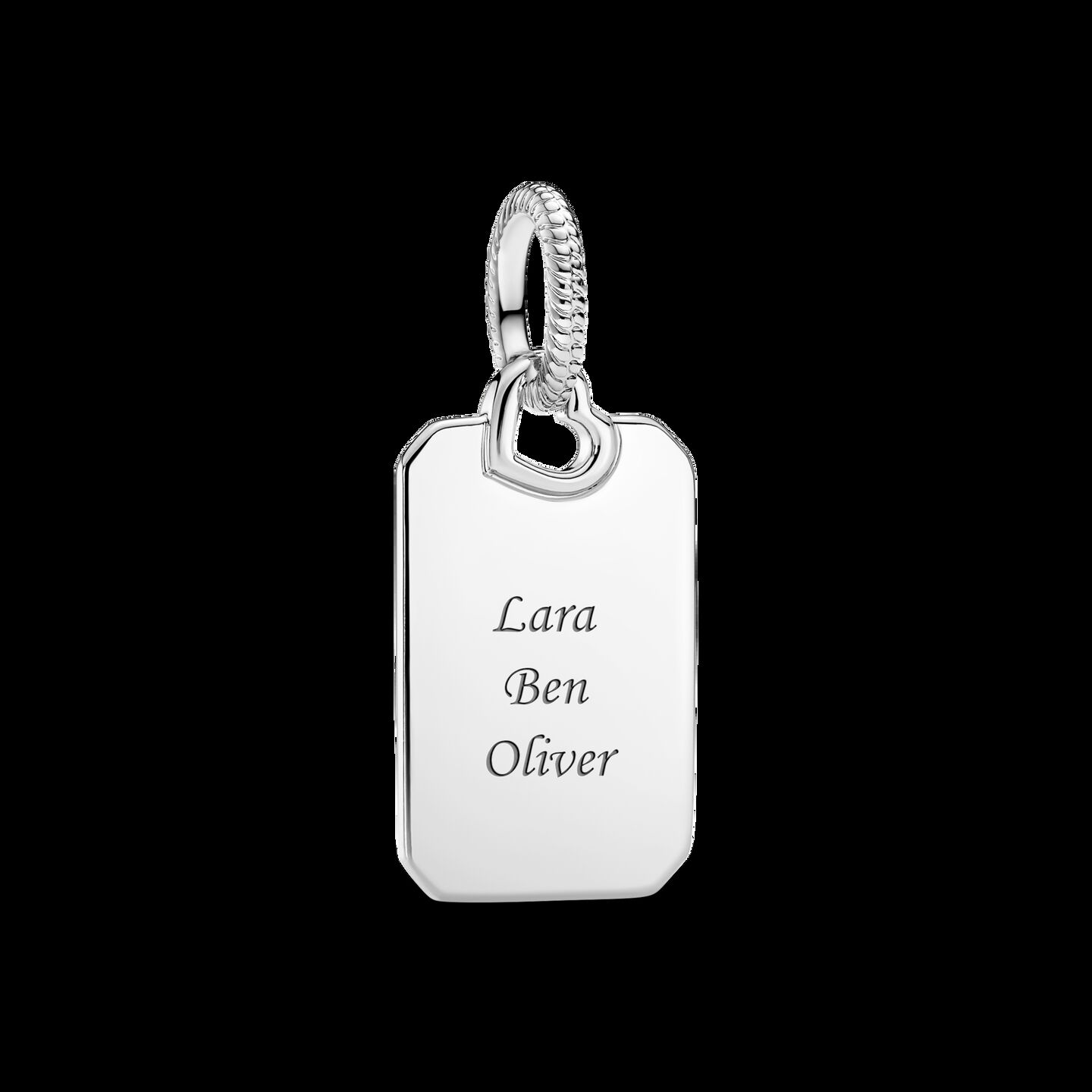 Женская подвеска Pandora Engravable Rectangle Tag, Sterling silver, цвет: Серебро — фото 2