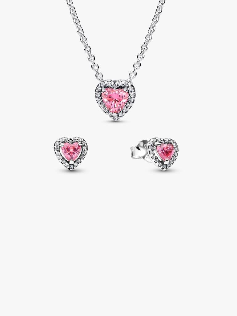 Pink Elevated Heart Jewelry Gift Set