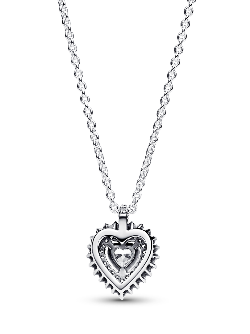 Sparkling Heart Halo Pendant Necklace