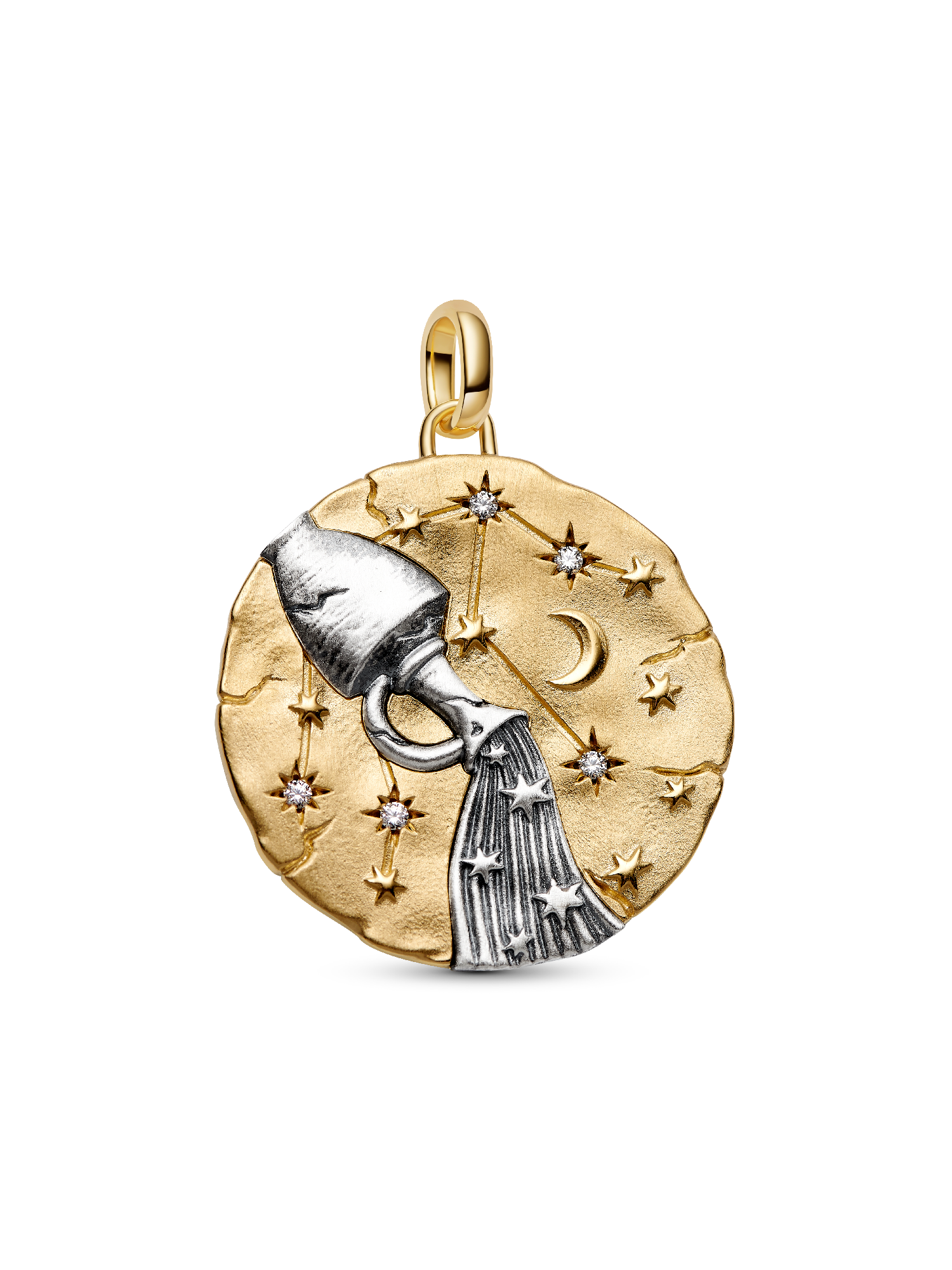 Aquarius Zodiac Oversized Medallion Charm