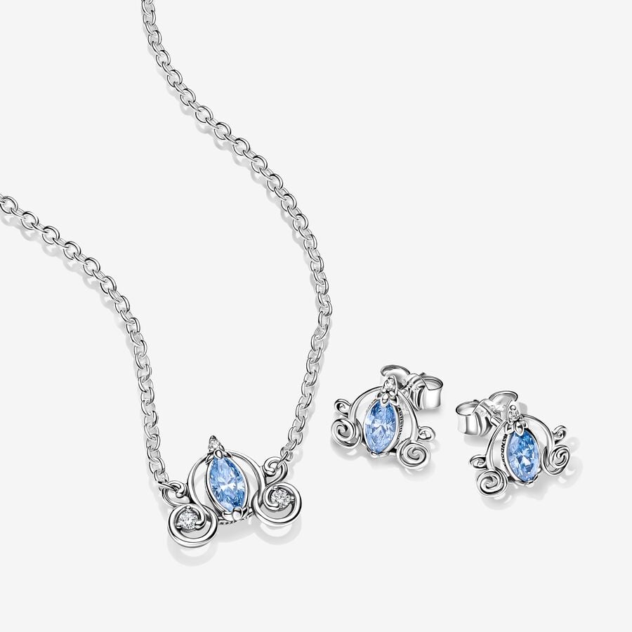 Disney Cinderella's Carriage Stud Earrings and Necklace Set image number 0