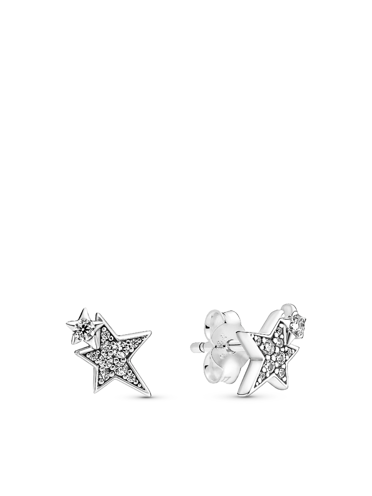 Женские серьги Pandora Sparkling Asymmetric Stars, цвет: Серебро — фото 1