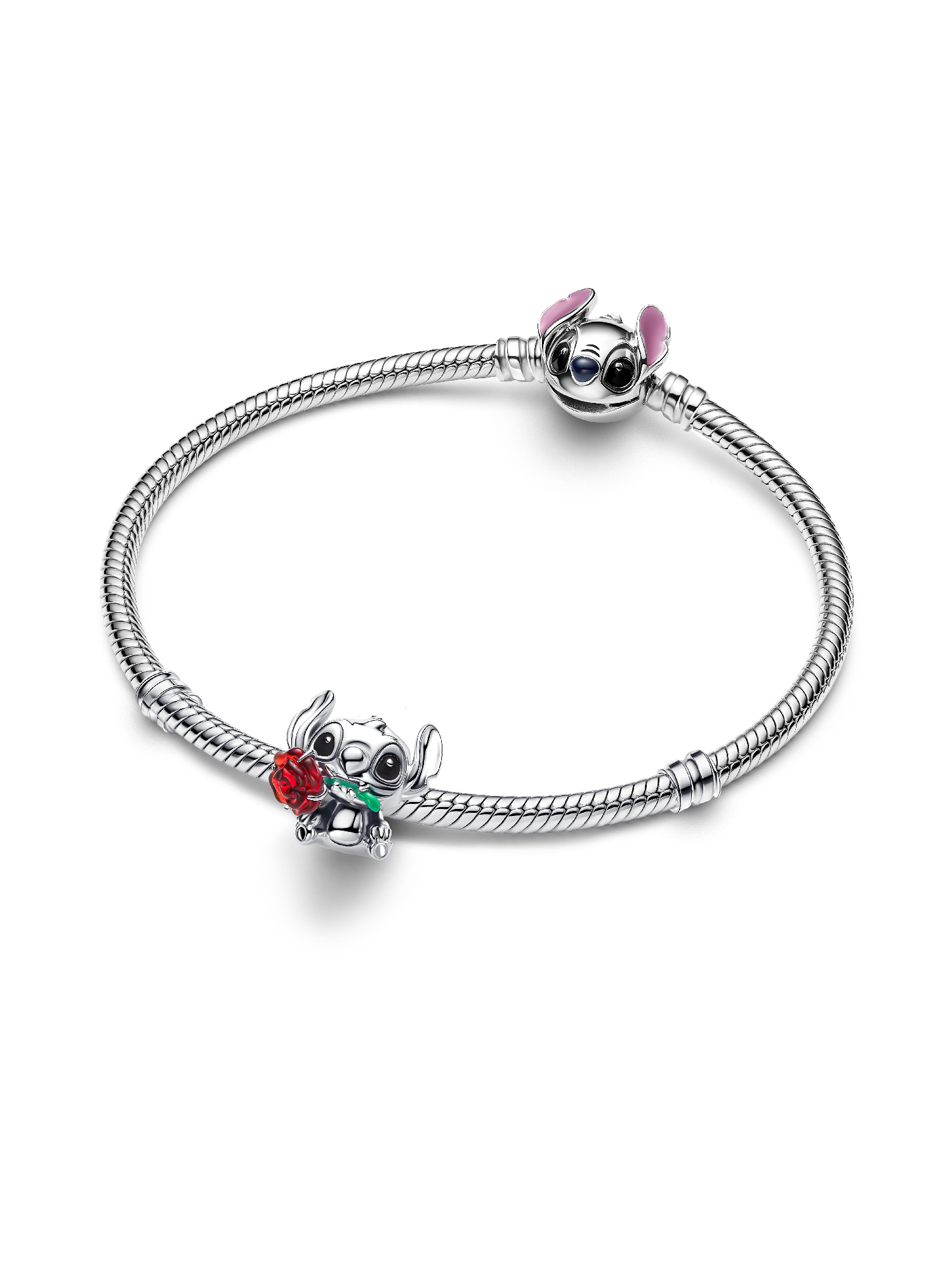 Disney Stitch Rose Murano Glass Charm | Pendant | Sterling silver