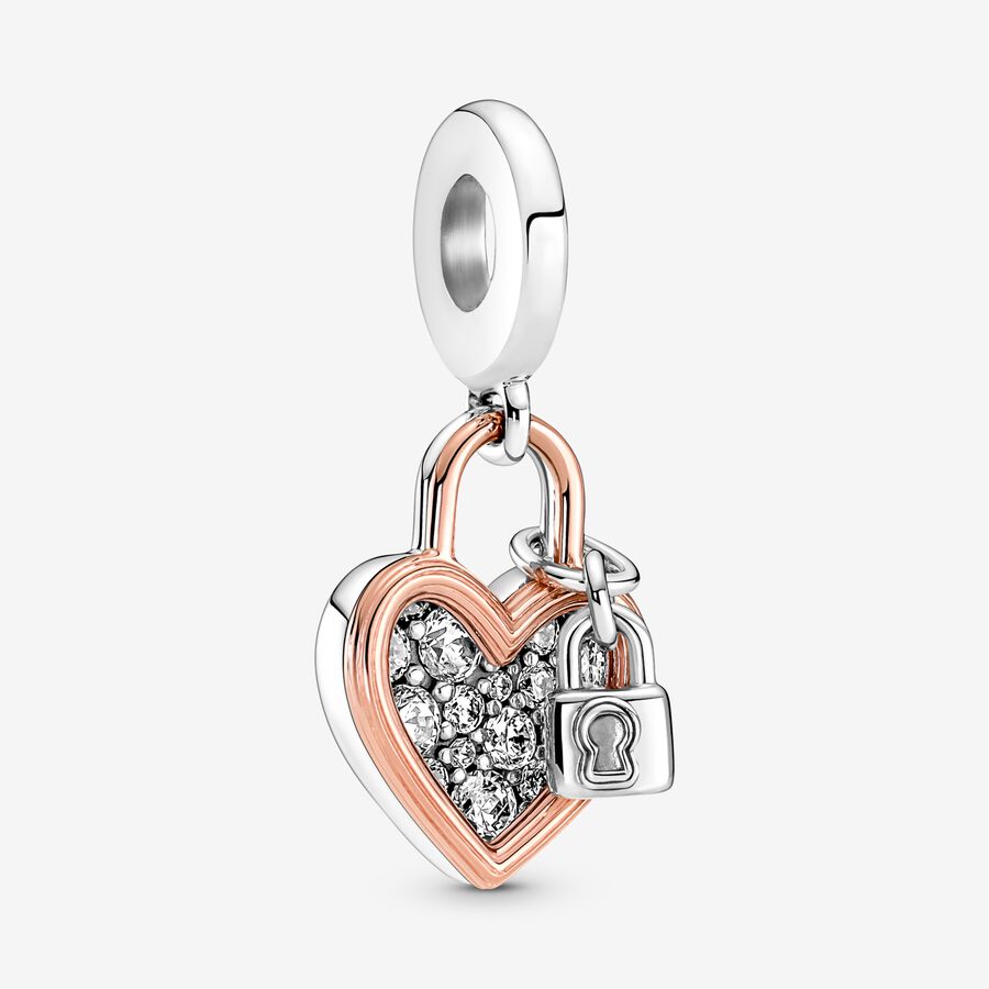 14Kt Tri-Color Heart Lock & Infinity Charm Bracelet