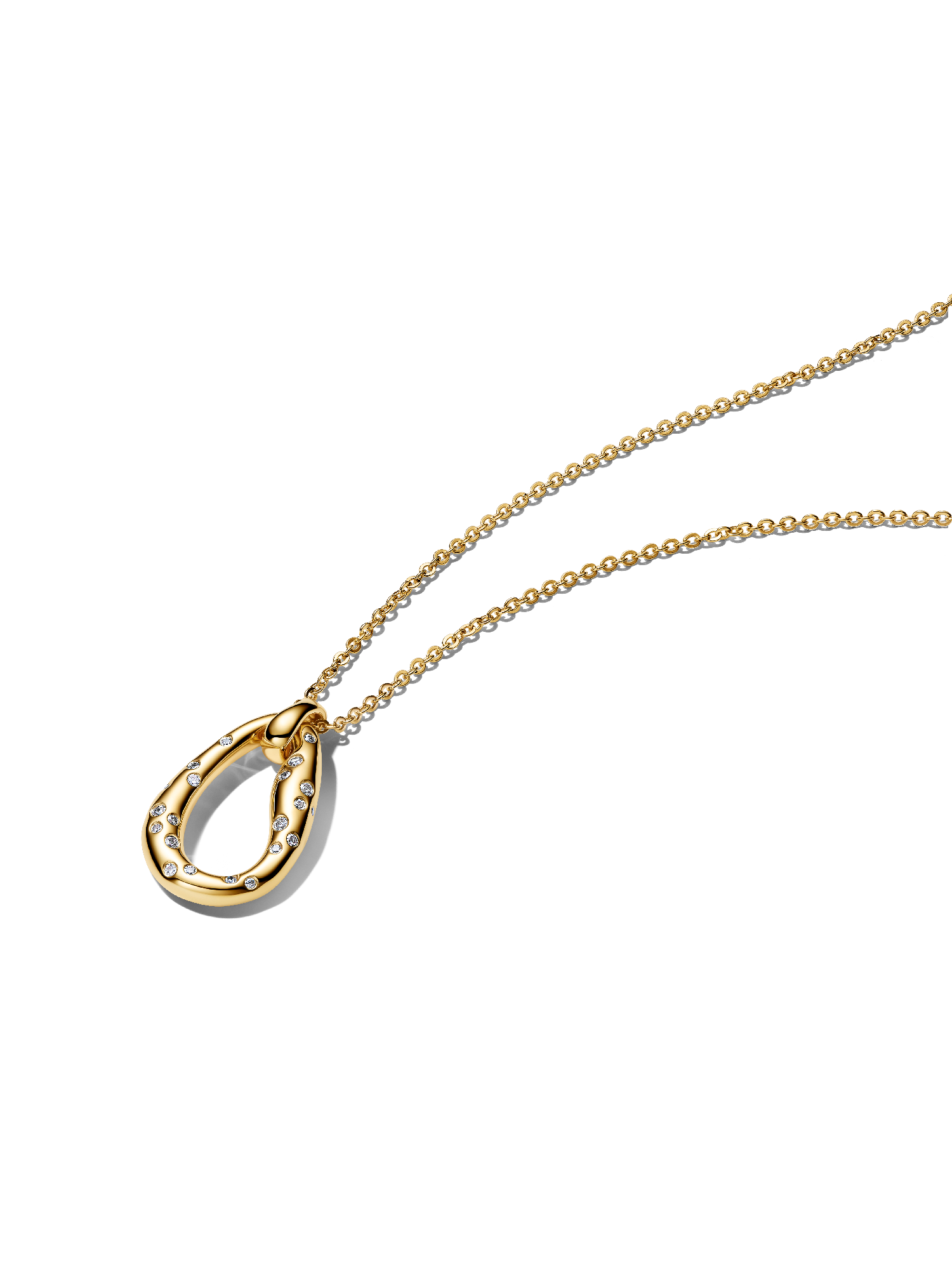 Organically Shaped Stone-Set Pendant Necklace | Gold plated