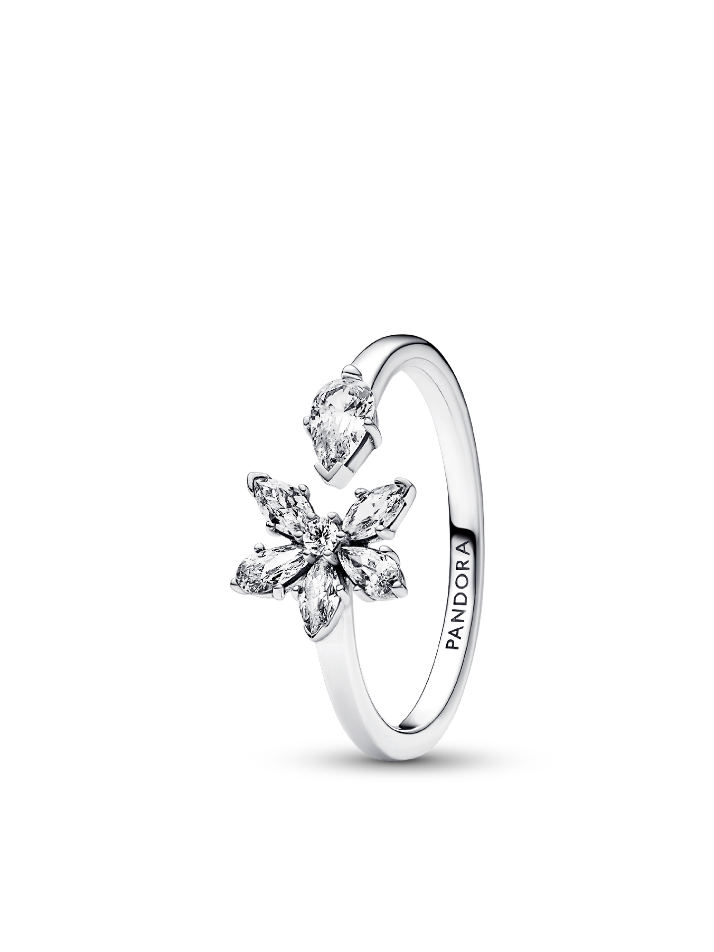 Женское кольцо Pandora Sparkling Herbarium Cluster Open, цвет: Серебро — фото 1
