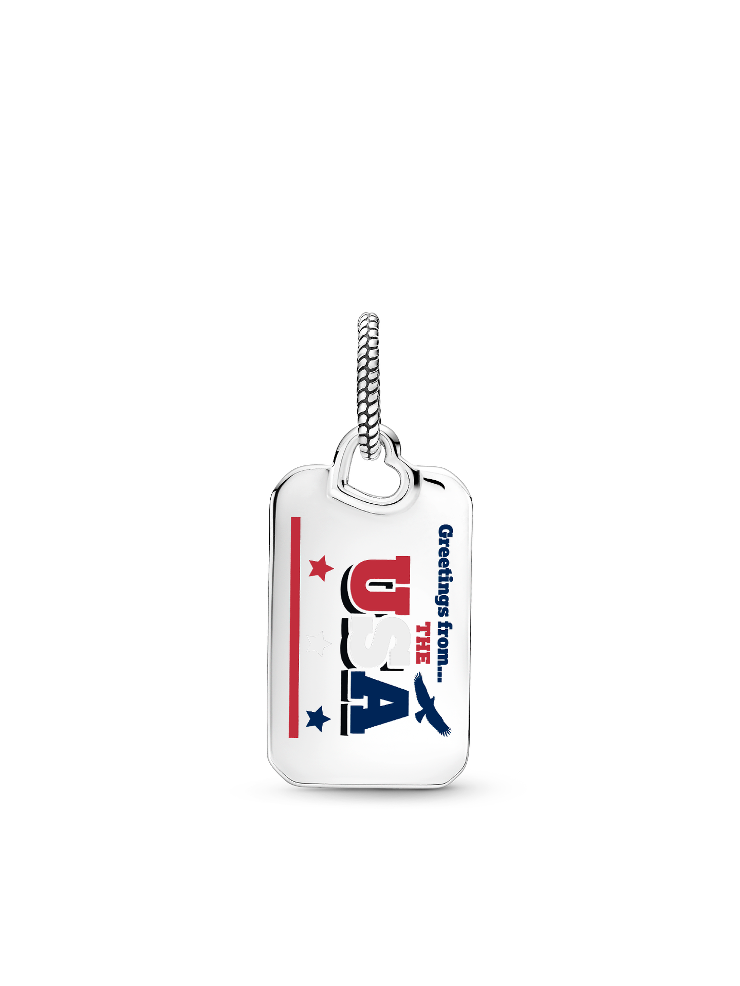 Женский шарм Pandora USA Postcard Dangle Charm, Sterling silver, цвет: Серебро — фото 1