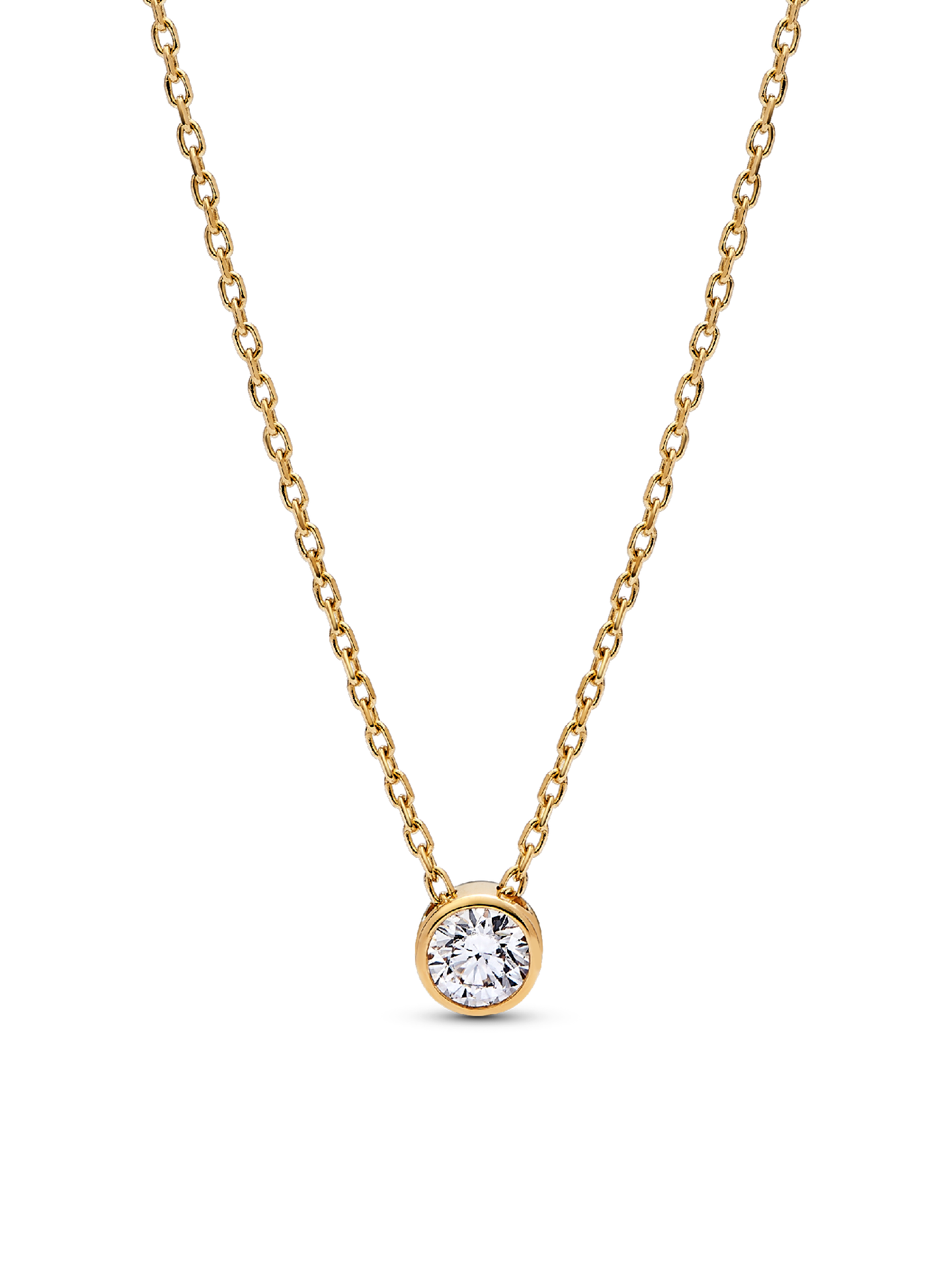 Женские колье Pandora Era Bezel 14k Gold Lab-grown Diamond Pendant #352876C01, цвет: Золотой — фото 1