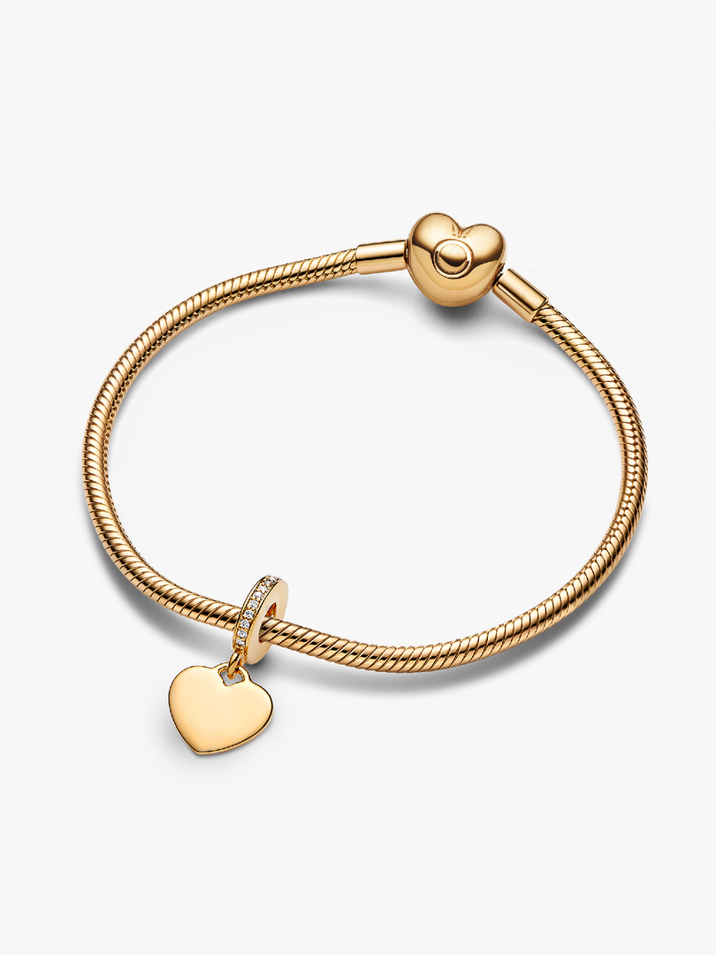 Engravable Heart Tag Dangle Charm Bracelet Set