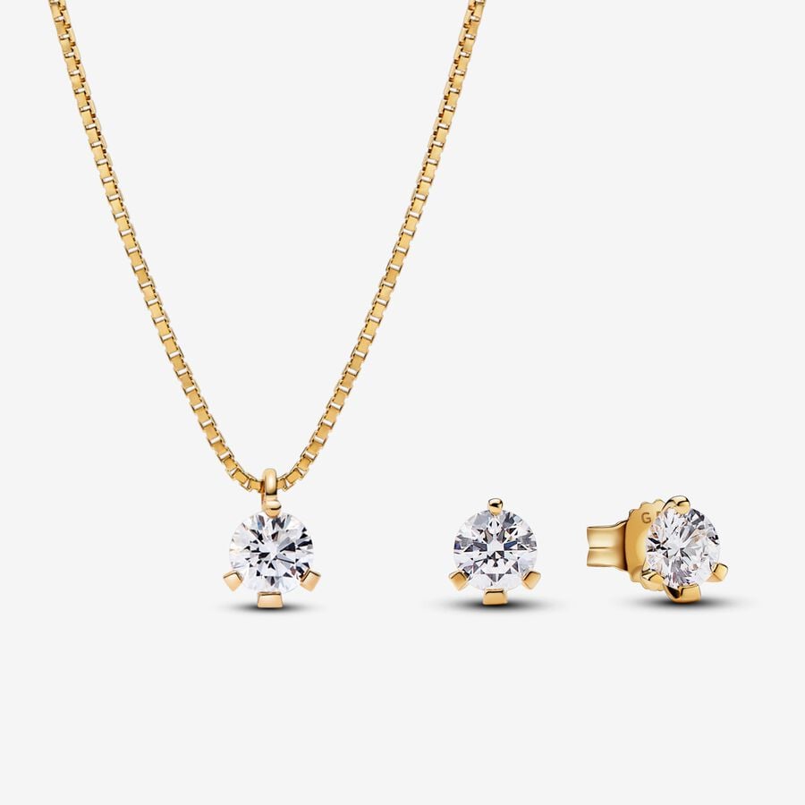 Pandora Nova Lab grown Diamond Pendant Necklace and Earrings set, 14k Gold, 1.00 carat TW image number 0