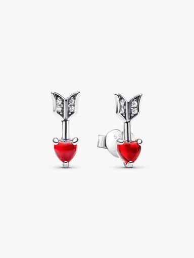 Arrow & Murano Glass Heart Stud Earrings