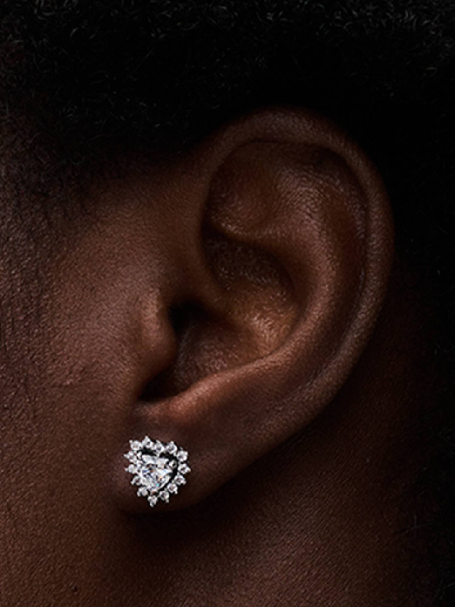 FINAL SALE - Sparkling Heart Halo Stud Earrings