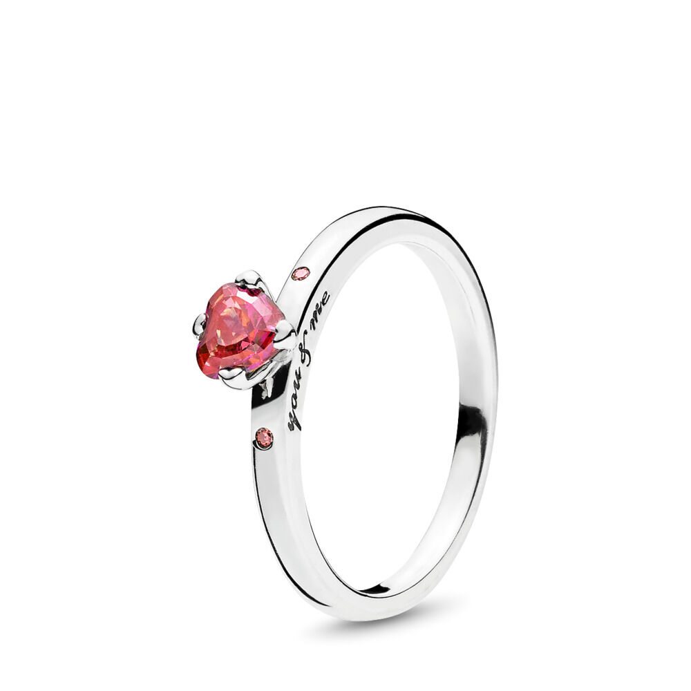 You & Me Ring with Pink Heart CZ