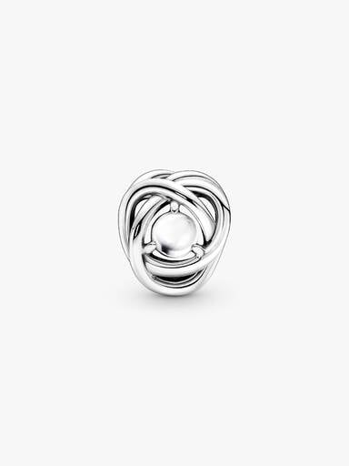 June White Mother of Pearl Eternity Circle Charm
