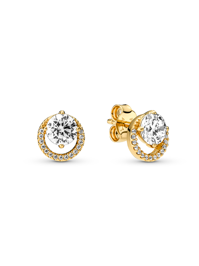 Sparkling Round Halo Stud Earrings