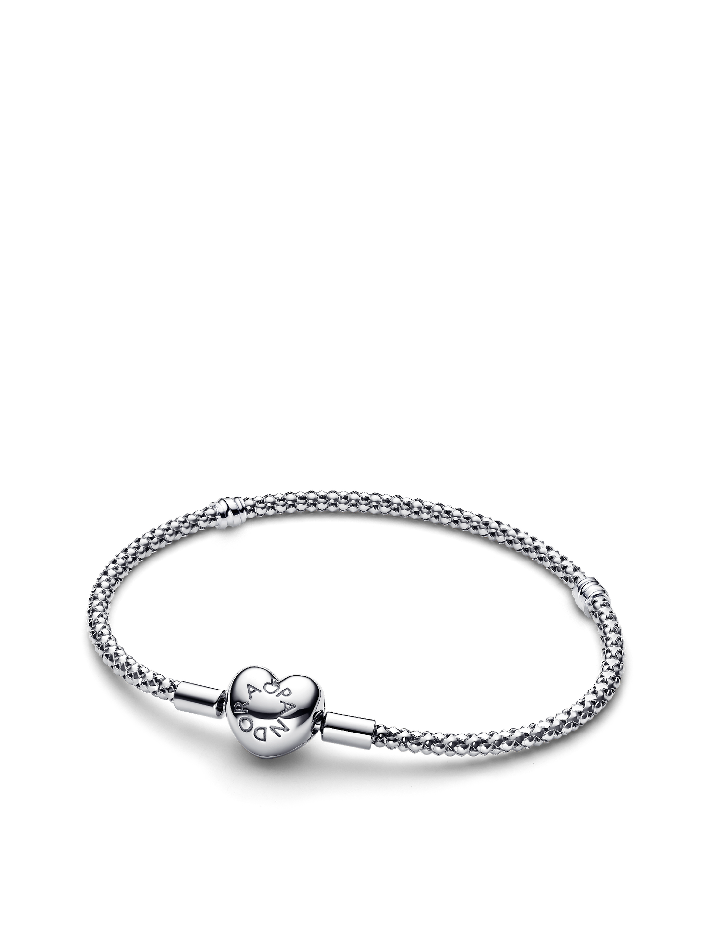Женский браслет Pandora Heart Clasp Studded Chain, Sterling silver, цвет: Серебро — фото 1
