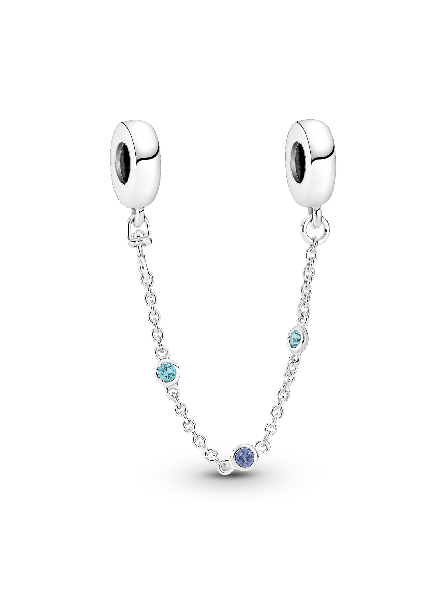 Женские украшения Pandora Triple Blue Stone Safety Chain, цвет: Серебро — фото 1